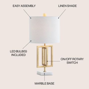Anya 20.25" Metal/Marble LED Table Lamp - JONATHAN Y